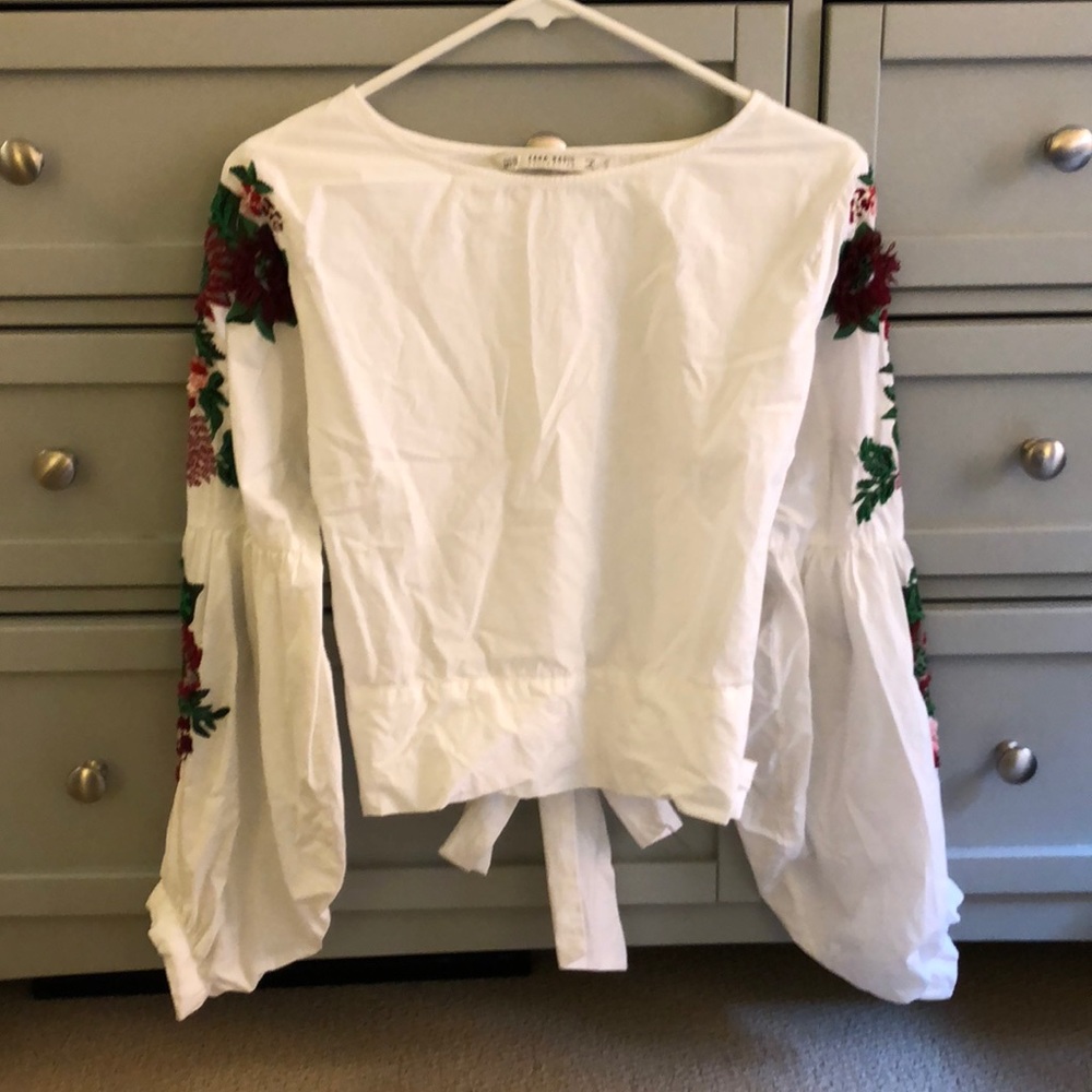Zara white crop blouse
